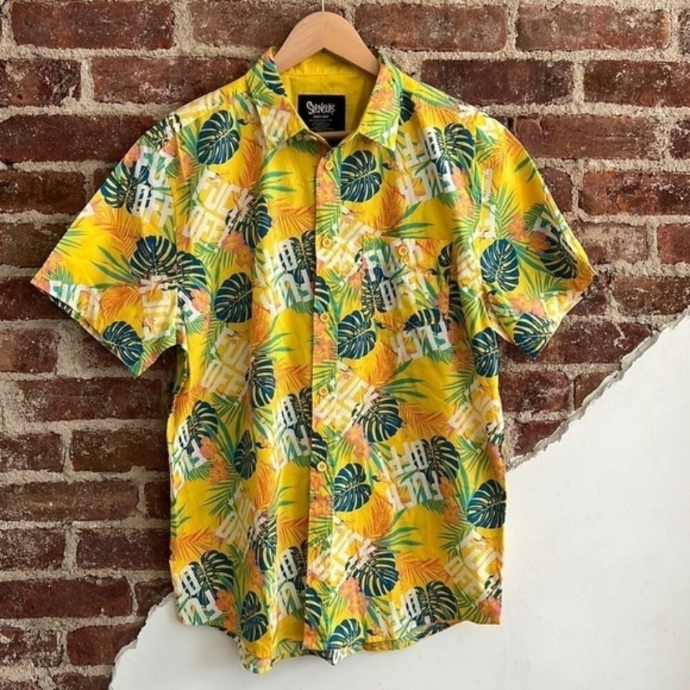 Spencer’s Novelty F*ck Off Short Sleeved Button Down NWOT